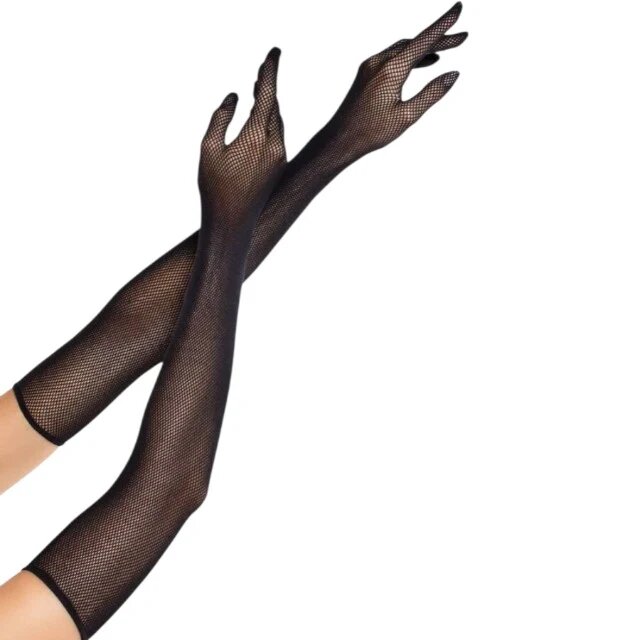 Leg Avenue Mănuși erotice Opera din plasă elastică design vintage culoare negru