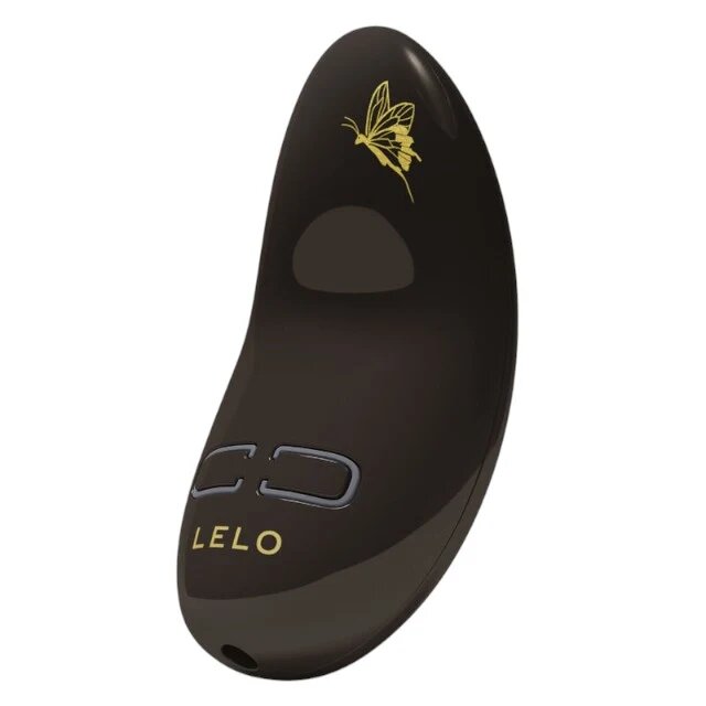 LELO Aparat de masaj NEA 3 Pitch Black pentru corp și zone intime cu 10 funcții de vibrație design cu fluturi și flori negru cu auriu