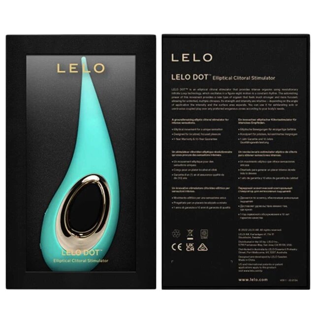 LELO Stimulator clitoris DOT AQUA din silicon moale cu mișcări inovatoare în formă de 8 8 funcții de vibrație albastru