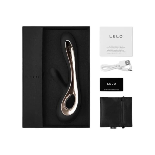LELO Vibrator rabbit SORAYA 2 pentru stimularea clitorisului și punctului G 12 funcții de vibrație negru cu auriu