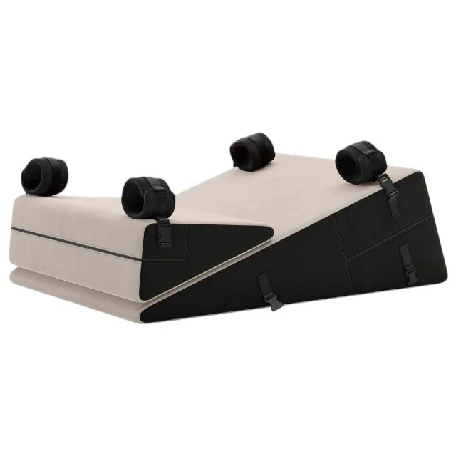 LIBERATOR Rampă cu pernă de sex Bondage Wedge/Ramp Combo mobilier pentru jocuri erotice BDSM cu cătușe detașabile culoare crem