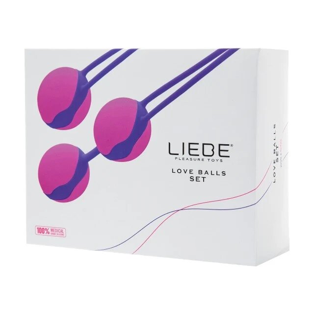LIEBE Bile kegel Love Balls Set din silicon premium pentru tonifierea mușchilor pelvieni cu greutăți progresive roz cu mov