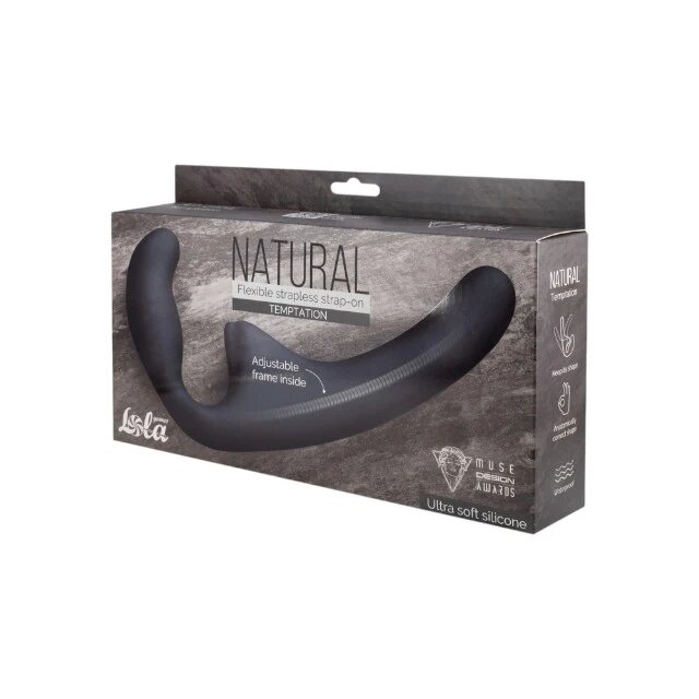 LOLA GAMES Dildo dublu LOLA NATURAL Temptation strap-on fără ham din silicon moale culoare negru lungime 23.5 cm