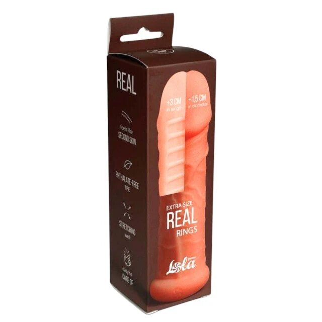 LOLA GAMES Manșon pentru extensia penisului LOLA Real Rings +3 cm în lungime +1.5 cm în grosime culoarea pielii