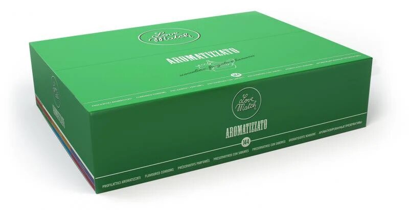 Love Match Prezervative Aromatizzato din latex cu arome de ciocolată căpșuni și banane diametru 53 mm 144 buc