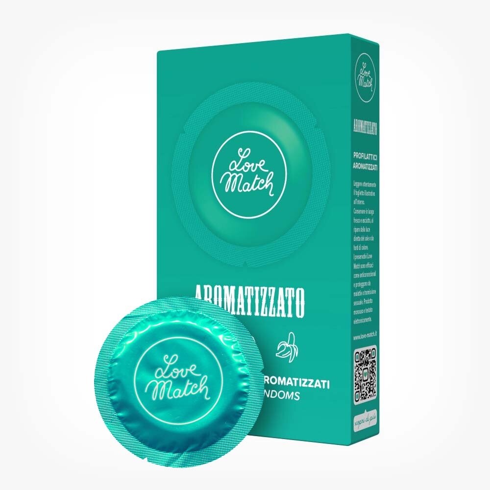 Love Match Prezervative Aromatizzato din latex cu arome de ciocolată căpșuni și banane diametru 53 mm 6 buc