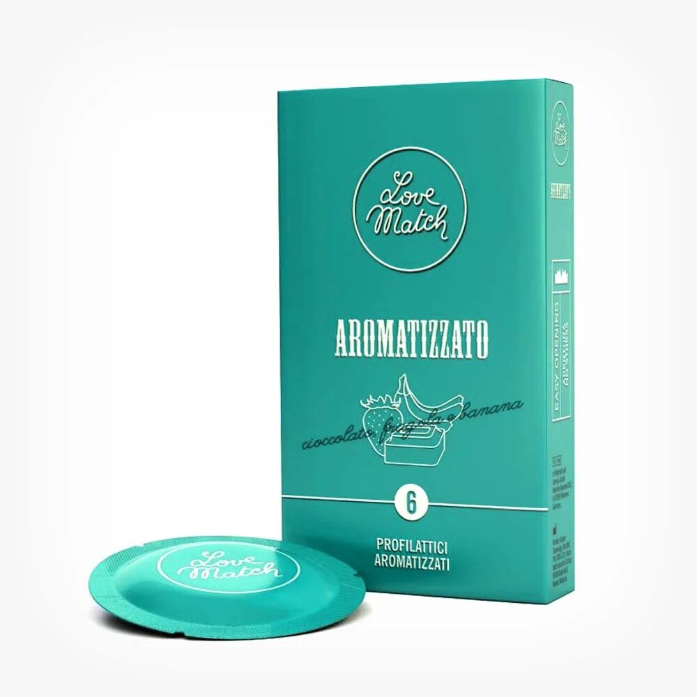Love Match Prezervative Aromatizzato din latex cu arome de ciocolată căpșuni și banane diametru 53 mm 6 buc