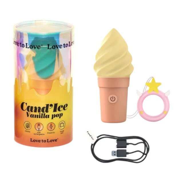 LOVE TO LOVE Stimulator clitoris Cand’Ice Vanilla Pop în formă de înghețată 10 funcții de vibrație culoare crem