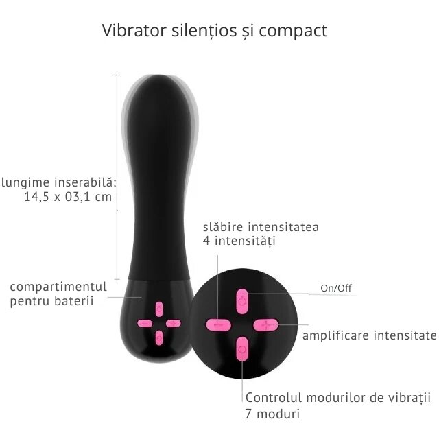 LOVE TO LOVE Vibrator cu telecomandă 7 funcții de vibrație 4 trepte de intensitate cu geantă holografică din silicon fin 12 cm