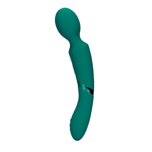 Loveline Aparat de masaj dublu Double-Sided Vibrating Wand pentru corp și punctul G 10 funcții de vibrație verde