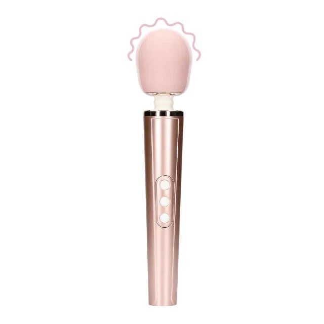 Loveline Aparat de masaj Wand Vibrator pentru corp și zone intime cu silicon ultra-moale 6 funcții de vibrație roz auriu