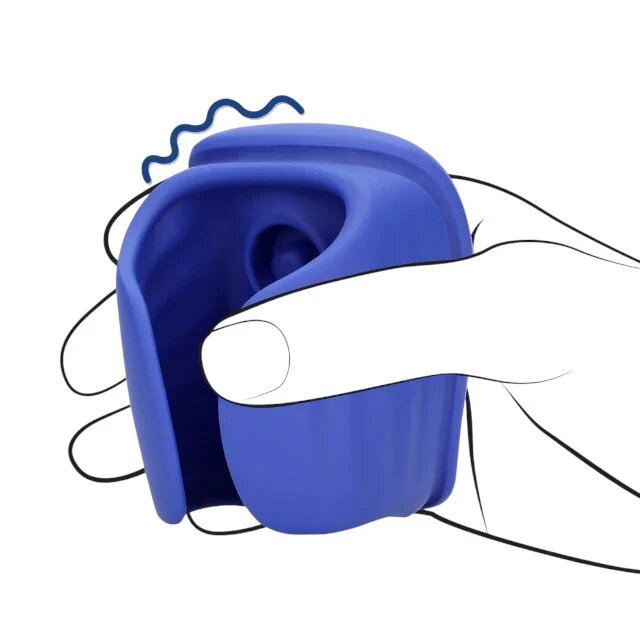 Loveline Masturbator automat Vibrating and Pulse Wave Stroker cu funcție de pulsație 10 funcții de vibrație albastru