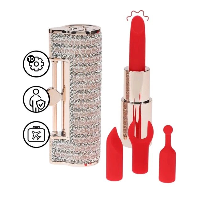 Loveline Stimulator clitoris Angel în formă de ruj design elegant capete interschimbabile din silicon 5 funcții de vibrație culoare roz