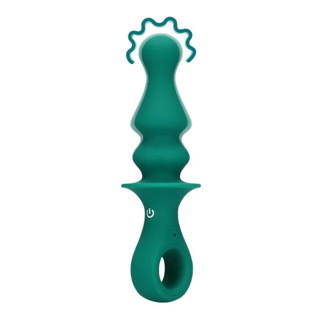 Loveline Vibrator anal Pawn Shaped Anal Vibrator cu 12 funcții de vibrație lungime 16.5 cm diametru 3.4 cm verde