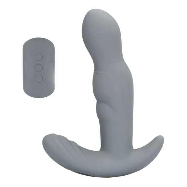 Loveline Vibrator anal Rotating Prostate Stimulator with Remote Control cu telecomandă funcție de rotație 10 funcții de vibrație gri