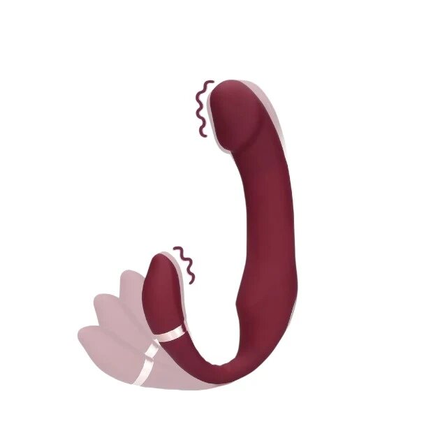 Loveline Vibrator dublu Bendable Vibrating Strapless Strap-On strap-on fără ham 20 funcții de vibrație 19 cm roșu