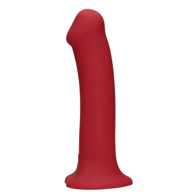 Loveline Vibrator Non-Phallic Vibrating Dildo Large cu ventuză compatibil cu ham strap-on 10 funcții de vibrație 19.8 cm roșu