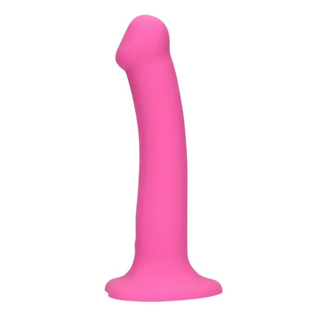 Loveline Vibrator Non-Phallic Vibrating Dildo Medium cu ventuză compatibil cu ham strap-on 10 funcții de vibrație 18.1 cm roz