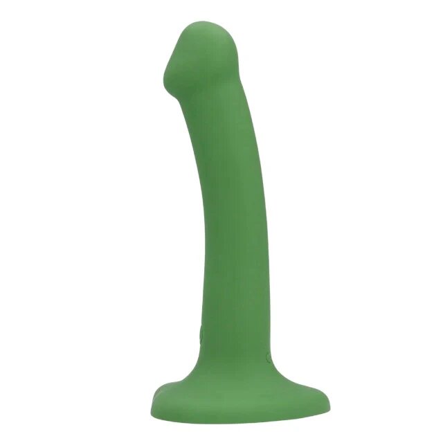 Loveline Vibrator Non-Phallic Vibrating Dildo Small cu ventuză compatibil cu ham strap-on 10 funcții de vibrație 16.5 cm verde