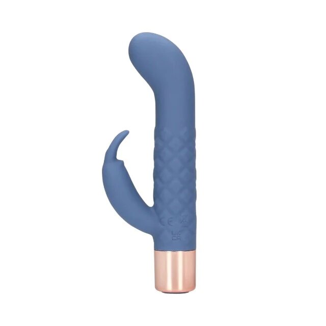 Loveline Vibrator rabbit Mini Rabbit Vibrator pentru clitoris și punctul G 10 funcții de vibrație lungime 14.3 cm albastru