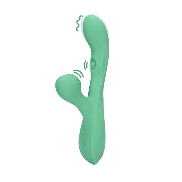 Loveline Vibrator rabbit Pulse Wave and Tongue Flickering cu pulsații și funcție de simulare sex oral 30 funcții de vibrație verde