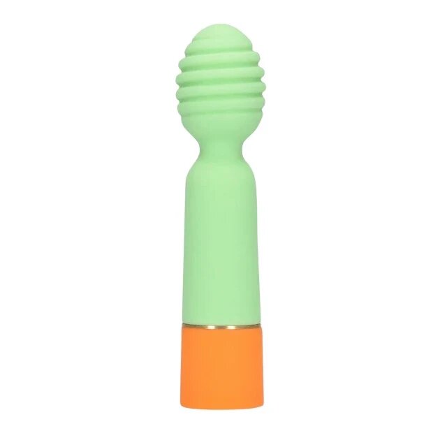 Loveline Vibrator Ribbed Mini Vibrator with USB Charger cu striații pentru stimulare versatilă 10 funcții de vibrație 12.2 cm verde
