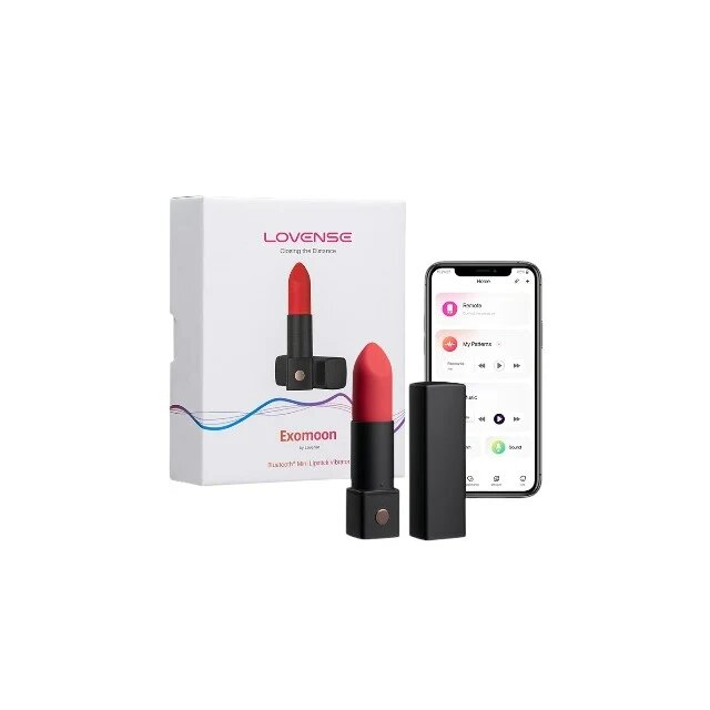 Lovense Vibrator bullet - EXOMOON control prin aplicație 10 moduri presetate selectabile direct de pe dispozitiv culoarea negru și roșu 11.5 cm
