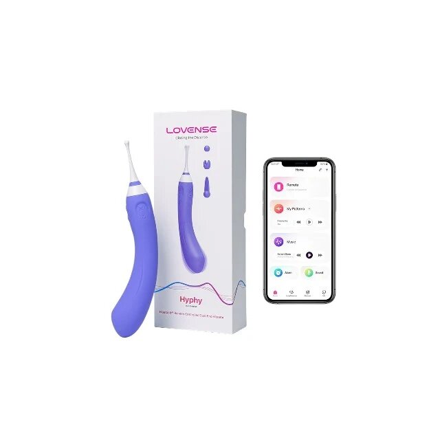 Lovense Vibrator multifunctional - HYPHY control prin aplicatie pentru stimularea punctului G si a clitorisului culoarea mov si alb 25 cm