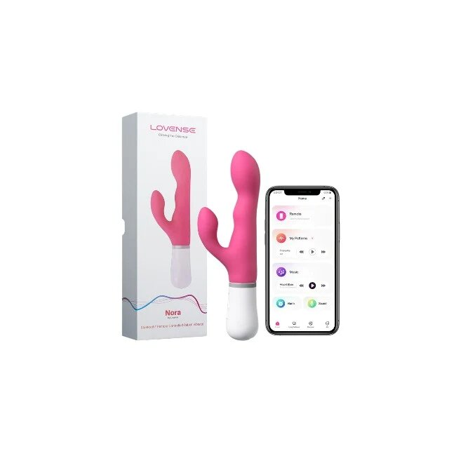 Lovense Vibrator rabbit Nora Rotator cu stimulator dublu control prin aplicație funcție de rotație funcții de vibrație nelimitate roz