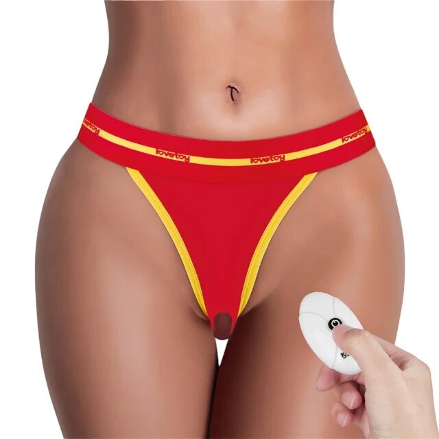 LoveToy Chilot cu stimulator Vibe and Fuck chilot cu logo decorativ bullet vibrator inclus funcții multiple de vibrare control prin telecomandă M/L