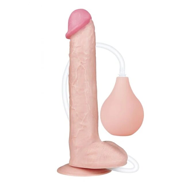 LoveToy Dildo realist cu funcție de ejaculare Squirt Extreme 11” bază cu ventuză pentru fixare culoarea pielii 28 cm
