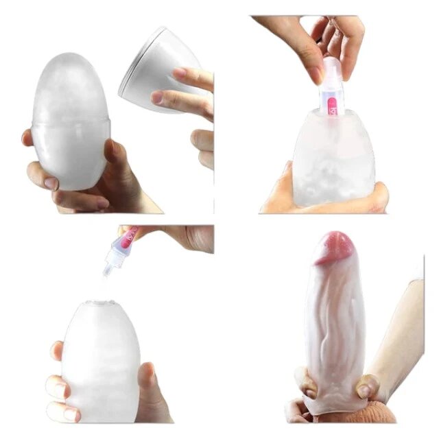 LoveToy Masturbator manual Training Master Climax Spirals din TPE transparent în formă de ou lungime 13 cm (albastru)