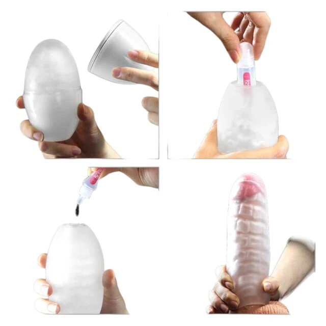 LoveToy Masturbator manual Training Master Grind Ripples din TPE transparent în formă de ou lungime 13 cm (mov)
