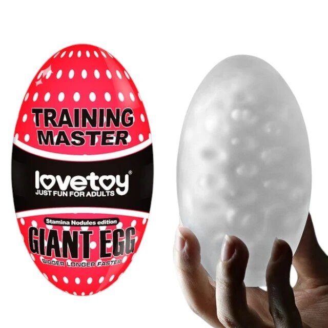 LoveToy Masturbator manual Training Master Stamina Nodules din TPE transparent în formă de ou lungime 13 cm (roșu)