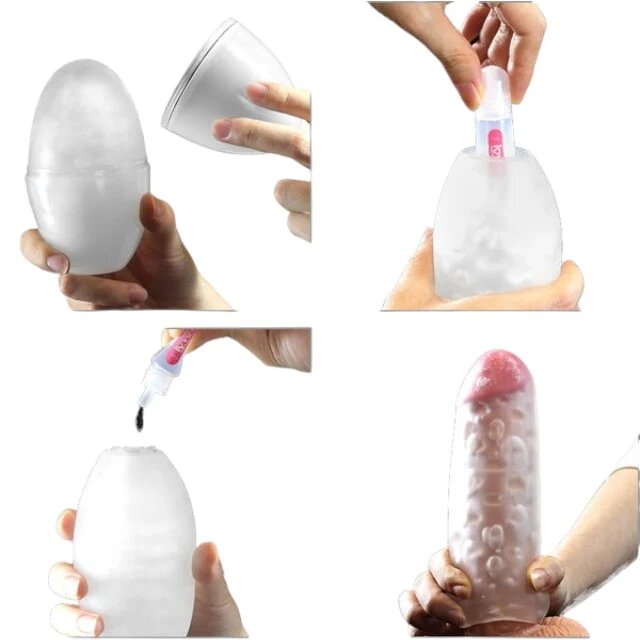 LoveToy Masturbator manual Training Master Stamina Nodules din TPE transparent în formă de ou lungime 13 cm (roșu)
