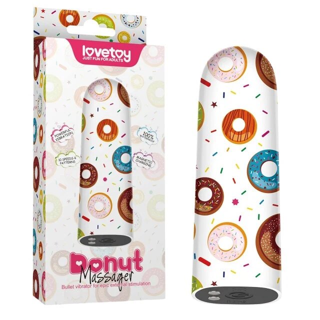 LoveToy Vibrator tip Bullet - Donut Massager pentru stimularea clitorisului 8.5 cm alb