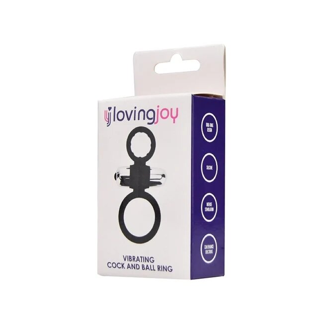 LOVING JOY Inel vibrator pentru penis LovingJoy - Vibrating Cock and Ball Ring pentru imbunatatirea performantelor sexuale si stimularea clitorisului din silicon negru