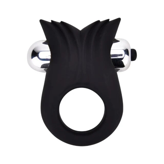 LOVING JOY Inel vibrator pentru penis Textured Cock Ring pentru stimularea erecției din silicon flexibil negru