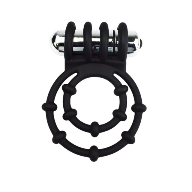 LOVING JOY Inel vibrator RevRings - Double Vibrating Cock Ring pentru imbunatatirea performatelor sexuale Negru