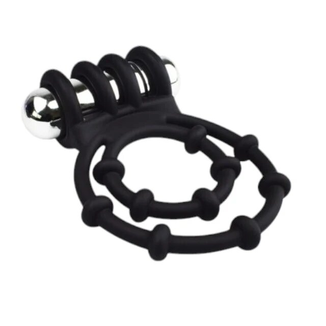 LOVING JOY Inel vibrator RevRings - Double Vibrating Cock Ring pentru imbunatatirea performatelor sexuale Negru