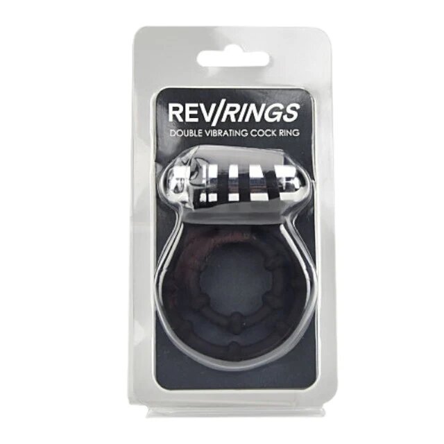 LOVING JOY Inel vibrator RevRings - Double Vibrating Cock Ring pentru imbunatatirea performatelor sexuale Negru