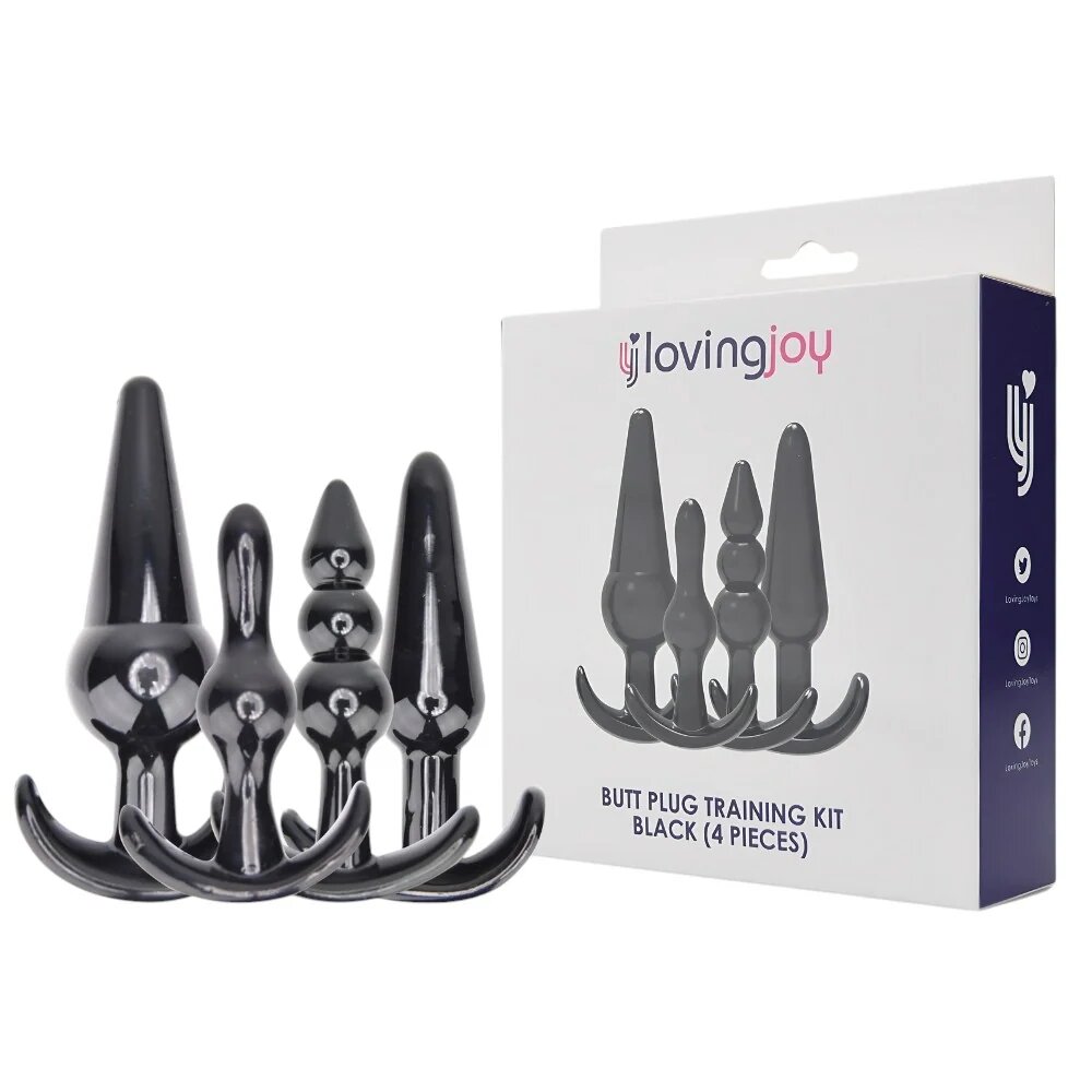 LOVING JOY Set Plug Anal LovingJoy - Training material moale si flexibil negru 12.75 cm 11 cm 9.5 cm 9 cm