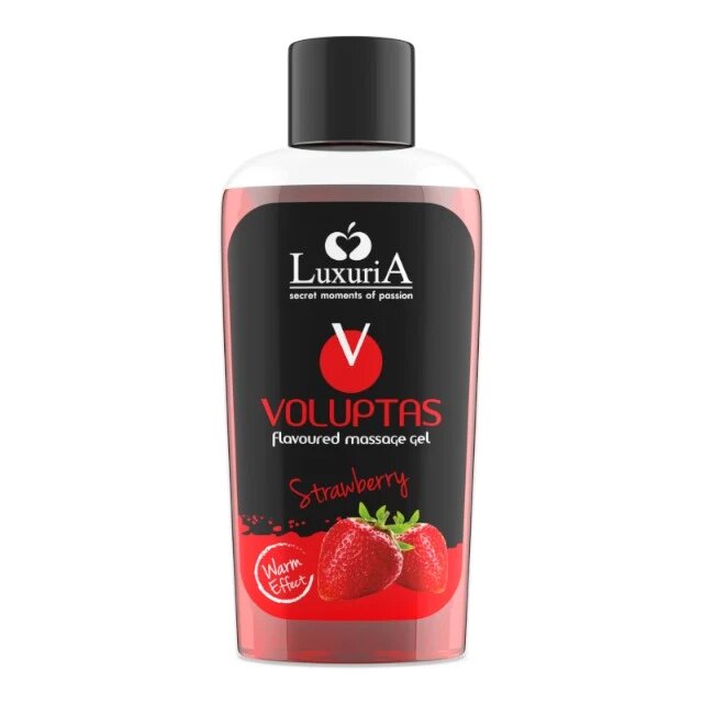 LUXURIA Gel pentru masaj Voluptas Strawberry cu efect de încălzire aromă naturală de căpșuni 100 ml