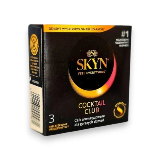 MANIX Prezervative Skyn Cocktail Club aromate fără latex ultra-subțiri și rezistente diametru 53 mm 3 bucăți