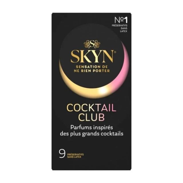 MANIX Prezervative Skyn Cocktail Club aromate fără latex ultra-subțiri și rezistente diametru 53 mm 9 bucăți