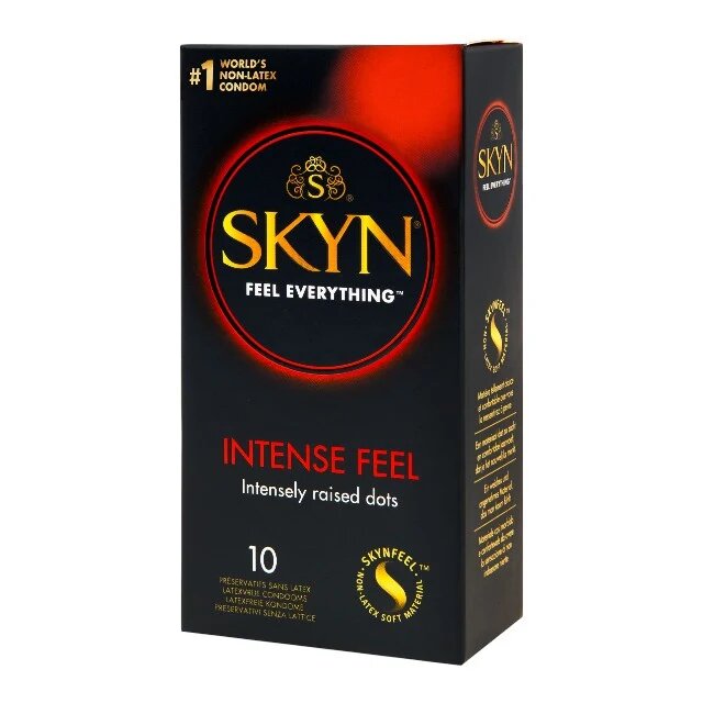 MANIX Prezervative Skyn Intense Feel fără latex texturate subțiri și rezistente diametru 53 mm 10 bucăți
