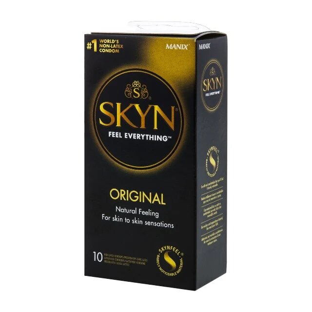 MANIX Prezervative Skyn Original fără latex lubrifiate subțiri și rezistente diametru 53 mm 10 bucăți