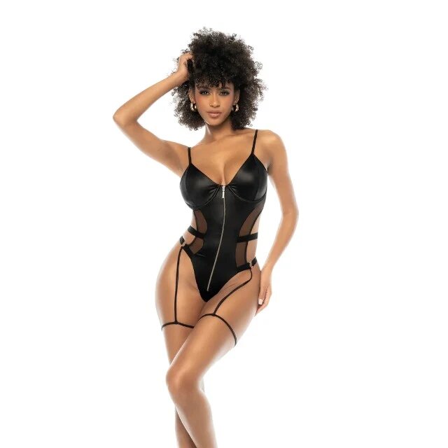 MAPALE Lenjerie teddy Mapalé - Wet Look Black 2749 teddy elegant si seducator textura lucioasa L/XL