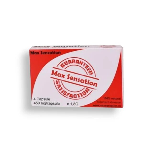 MAX SENSATION Capsule pentru bărbați pentru susținerea erecției libidoului și potenței 4 buc