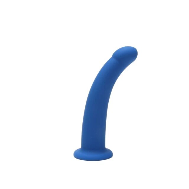 ME YOU US Dildo Blue Curved Silicone Dildo compatibil cu hamuri strap-on hipoalergenic lungime 16.5 cm albastru